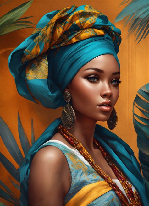 lexica beautiful stunning black woman with african headwrap wall art high definition in the