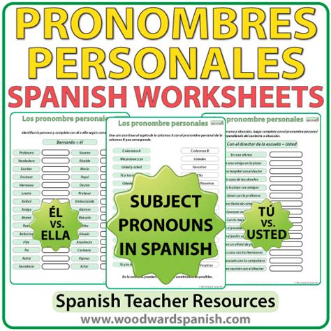 Spanish Subject Pronouns Worksheets Practice And Learn Pronoun Usage
