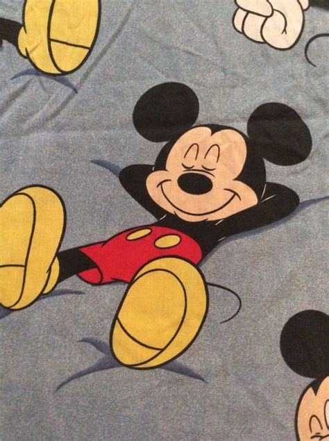 Disney Mickey Mouse Twin Flat Sheet Sleep Wake Up Denim Cutter Fabric