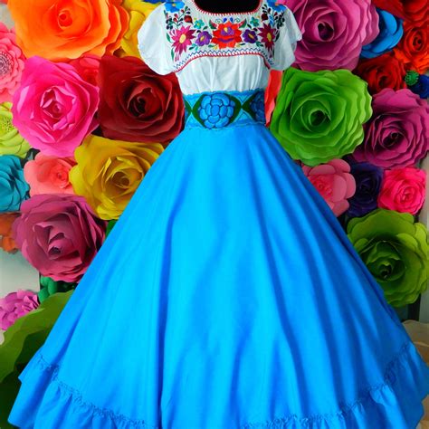 Mexican Child Dress Skirt Only Blue Day Of The Dead Mexican Etsy In