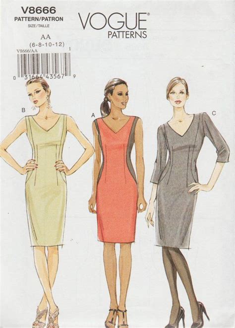 Vogue 8666 Sewing Pattern Sheath Dress Sizes 6 8 10 12 Etsy