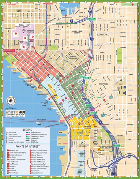 Mappa Di Seattle Turistica Attrazioni E Monumenti Di Seattle