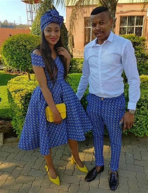 Couple in modern ndebele traditional wedding outfit. African fashion style for couples Legit.ng