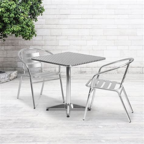 Flash Furniture 275 Square Aluminum Indoor Outdoor Table Set With 2