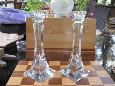 Tiffany Crystal Candlesticks Signed Tiffany And Co Pair Of Tiffany Holders