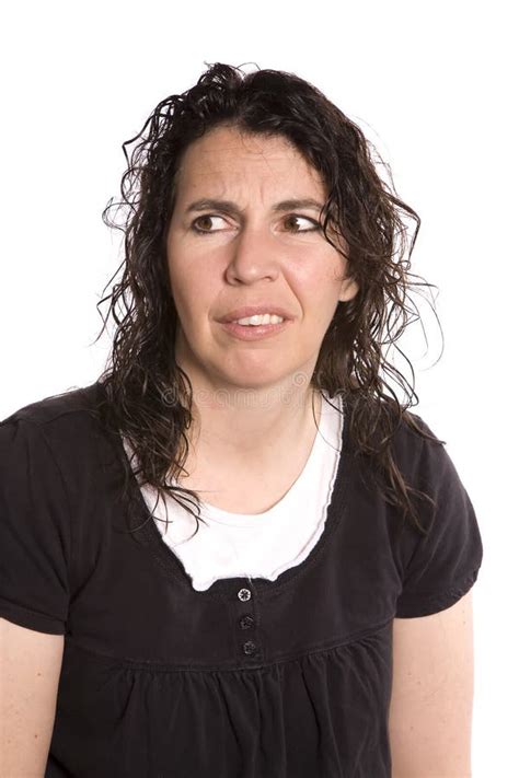 Woman With Confused Expression On Her Face Stock Photo Image Of Hand