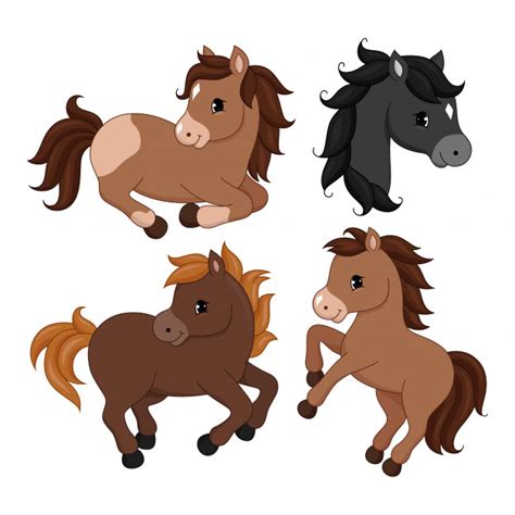 Adorable Cartoon Horse Character Vector Premium Download