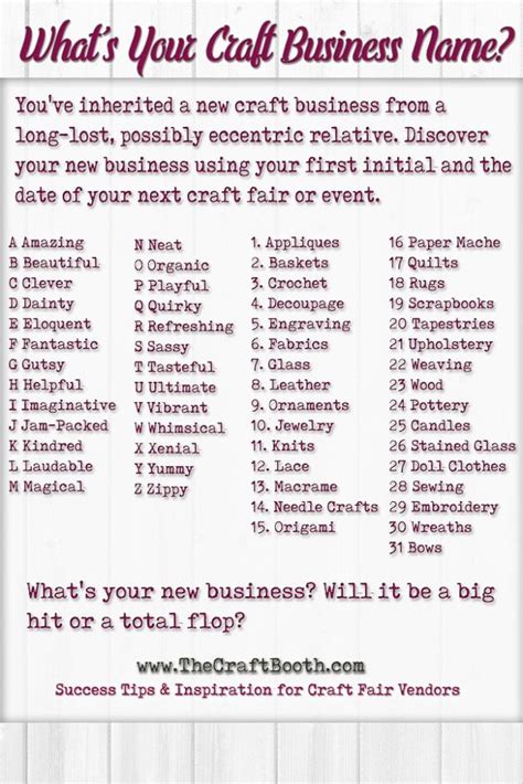 Craft Business Name Ideas List - BISUNIS
