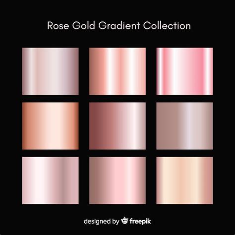 Free Vector Metallic Texture Rose Gold Gradient Set