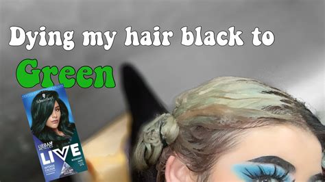 I Dyed My Hair Black To Green Live Midnight Jade Hair Dye Youtube