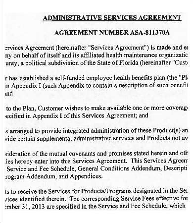 administrative services agreement template