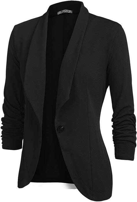 beyove women s 3 4 sleeve blazer open front cardigan jacket work office blazer black s at amazon