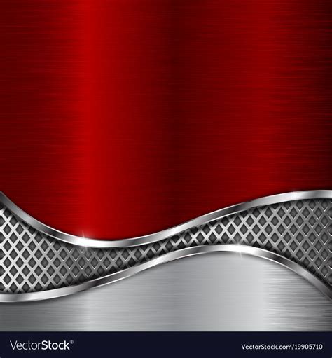 Red Metal Background With Steel Perforated Wave Vector Image