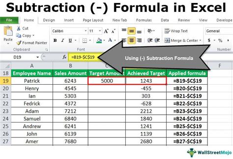 How To Do A Subtraction Formula In Excel