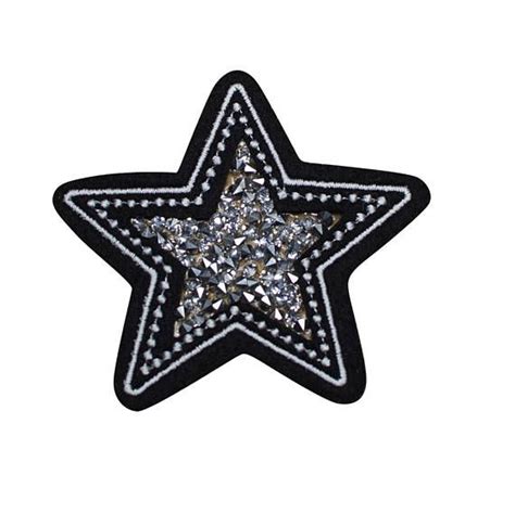 Silver Star With Crushed Crystals Applique Patch Iron On Etsy