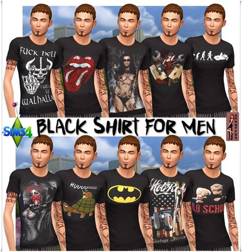 Annetts Sims 4 Welt Black Shirt For Men In 2021 Sims 4 Sims 4 Cc