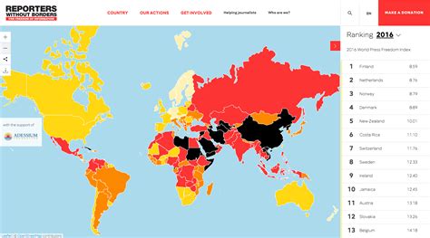 2016 World Press Freedom Index Brave New World