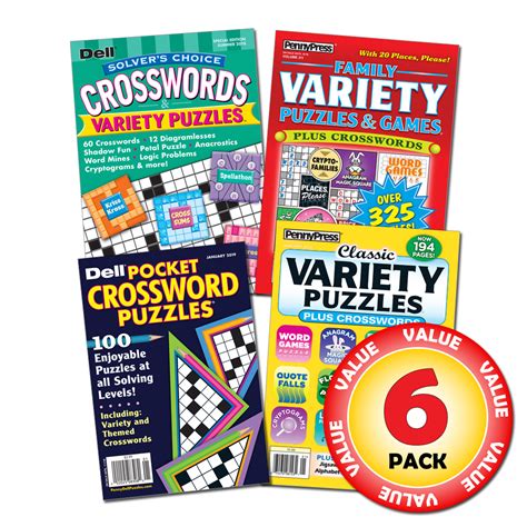 Penny Dell Favorite Crossword And Variety Puzzle 6 Pack By Penny Press