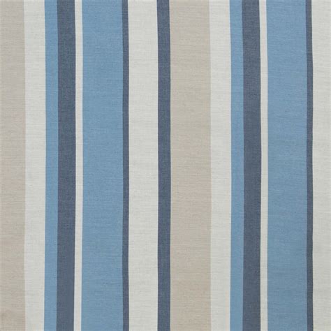 Denim Beige And Blue Stripe Indoor Upholstery Fabric By The Yard