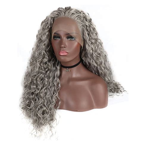 Buy Synthetic Lace Front Wigs For Black Women Silver