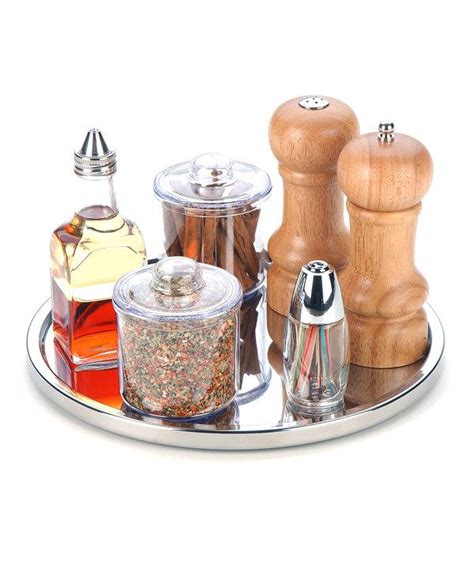 It turns 360 degrees and can fit comfortably in most cabinets, making it an easy solution for storing spices. Look at this Stainless Steel Lazy Susan on #zulily today ...