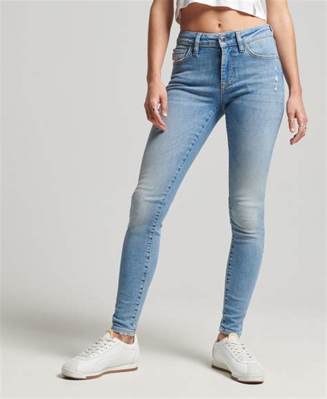 Womens Mid Rise Skinny Jeans In Monroe Light Blue Indigo Superdry