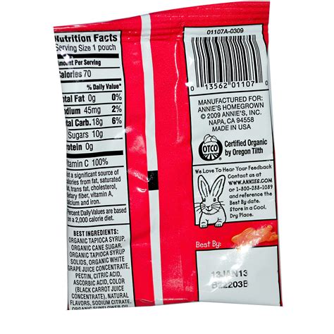 32 Annies Fruit Snacks Nutrition Label Labels Database 2020