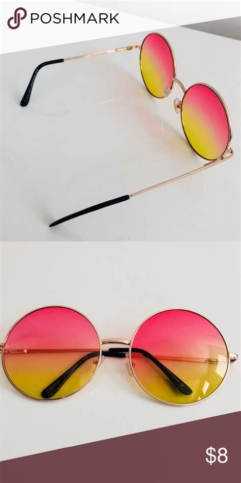 Retro Sunglasses Round Pink And Yellow Ombré Retro Sunglasses