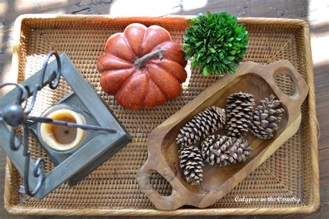 Simple ways to display decor items using the method of creating vignettes. Simple Fall Vignette and a Couple Pillow Options | Fall vignettes, Couple pillow, Tray decor