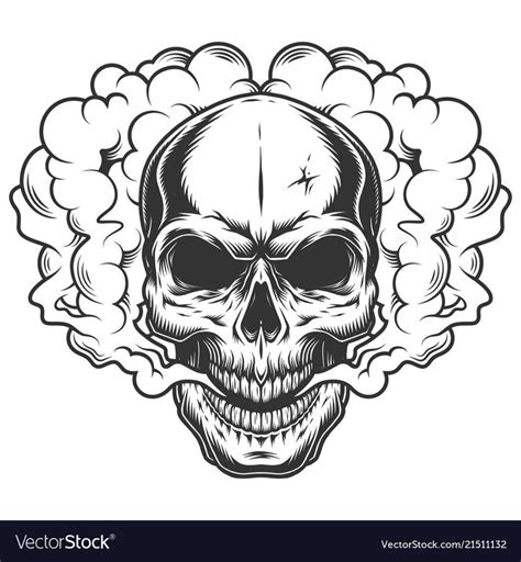 Skull In The Smoke Vector Image On Skull Illustration