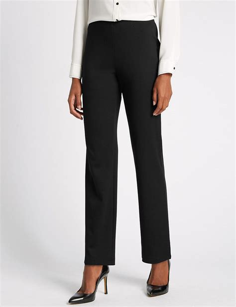 Jersey Straight Leg Trousers M S Collection M S Straight Leg