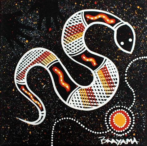 Stephen Hogarth Aboriginal Art Stretched Canvas 20cm X 20cm Snake