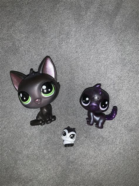 Littlest Pet Shop Lps Black And Purple Glittered Platypus Cat Jade