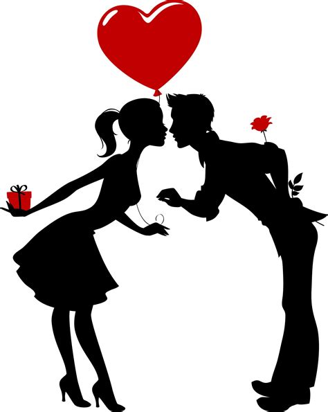 Silhueta De Casal Apaixonado Coração Dia Dos Namorados Valentine Hearts Decor Fundo Branco