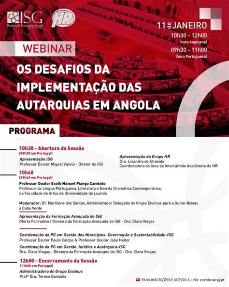 Webinar “os Desafios Da Implementação Das Autarquias Em Angola” Isg