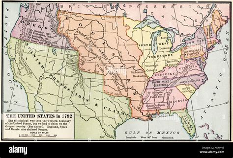 Map Of The United States In 1792 Showing Colonial Claims On Oregon