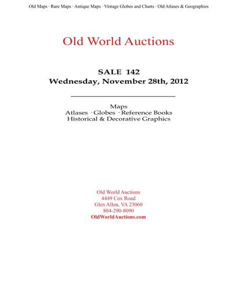 Sale 142 Wednesday November 28th 2012 Old World Auctions