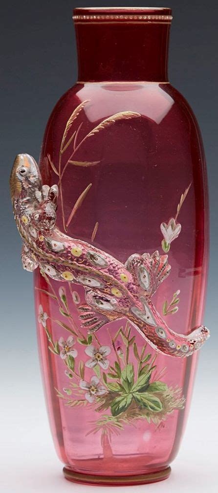 A Rare And Stunning Antique Bohemian Moser Cranberry Glass Vase With
