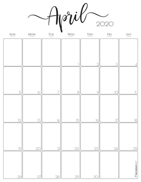 Vertical 2020 Monthly Calendar Stylish And Free Printables