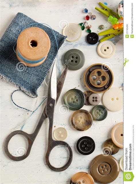 Collection Of Various Buttons Stock Photo Image Of Green Hobby 21745456