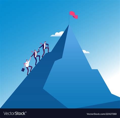 Businessmen Climb Mountain Success Teamwork Vector Image