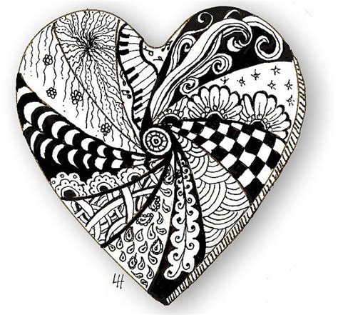 223 Best Zentangle Hearts Images On Pinterest