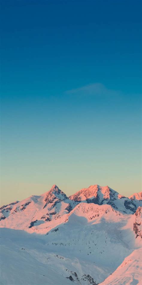Sunset Horizon Clean Sky Glacier Mountains Nature 1080x2160