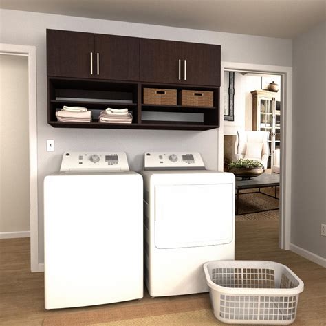 No room for a shelf? Modifi Madison 60 in. W White Open Shelves Laundry Cabinet ...