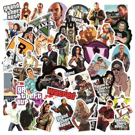Pack Of 25 Or 50 Vinyl Grand Theft Auto Stickers Die Cut Etsy