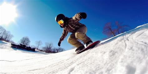 Premium Ai Image Snowboard Enthusiast Gliding Down Snowy Mountain