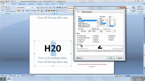 Superscript Subscript Ms Word 2007 2 Youtube