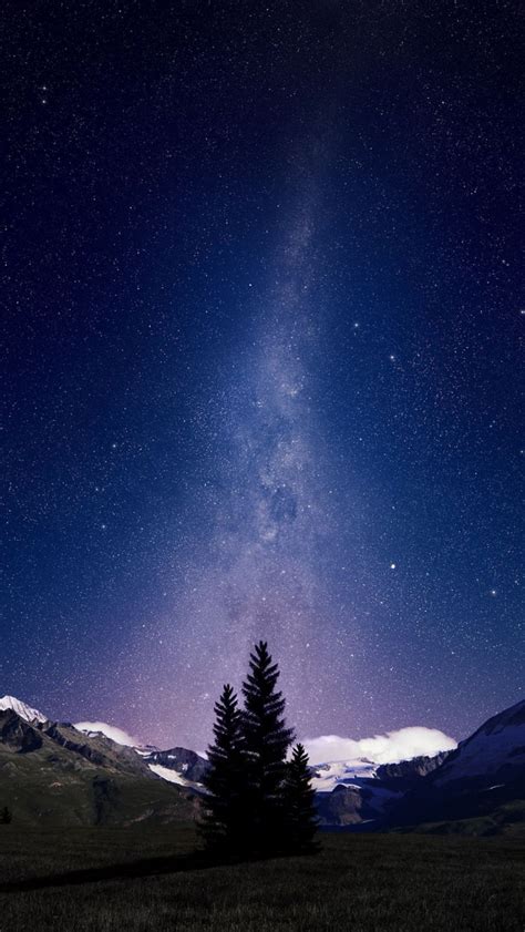 Free Download Download Night Sky Lights Over Snowy Mountains Wallpaper