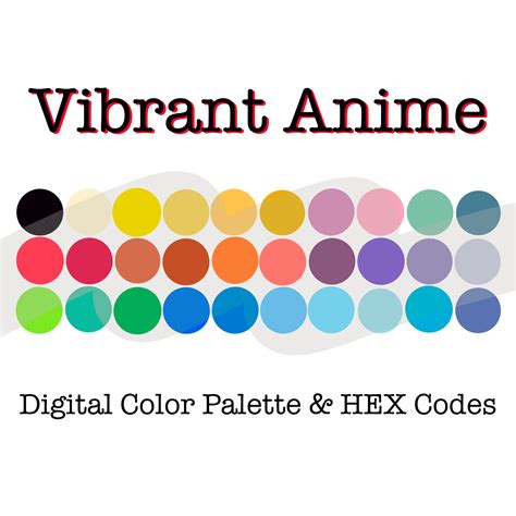 Vibrant Anime Palette Procreate Palette Hex Codes Digital Palette