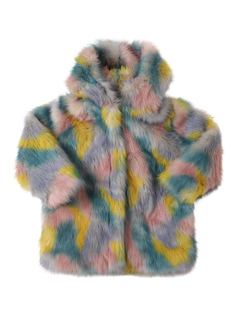Stella Mccartney Kids Tie Dye Faux Fur Coat In Multicolor Modesens